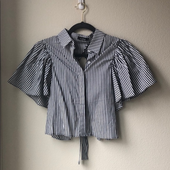 NWT Boohoo Super Cute Tie-back Shirt - Picture 4 of 6